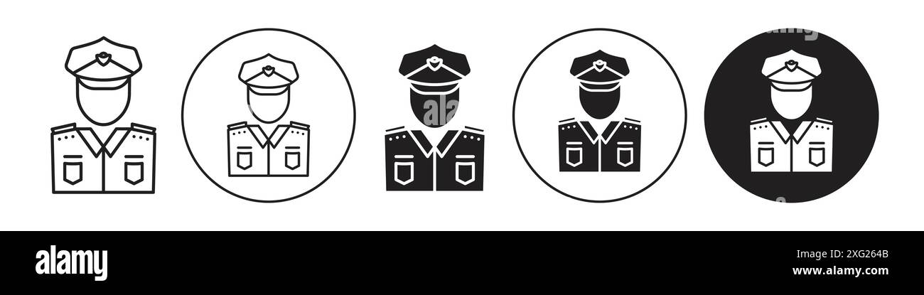 Officer Icon vector set collection for web vector set collection for app ui Stock Vector