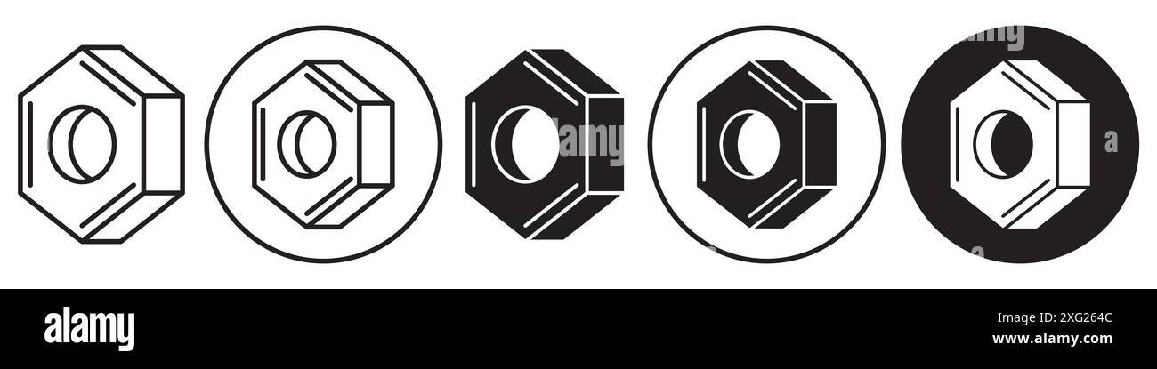 Hex nut icon vector set collection for web vector set collection for app ui Stock Vector
