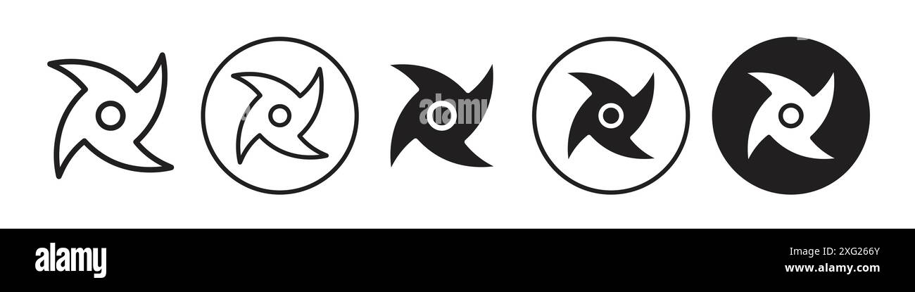 Ninja star icon vector set collection for web vector set collection for app ui Stock Vector