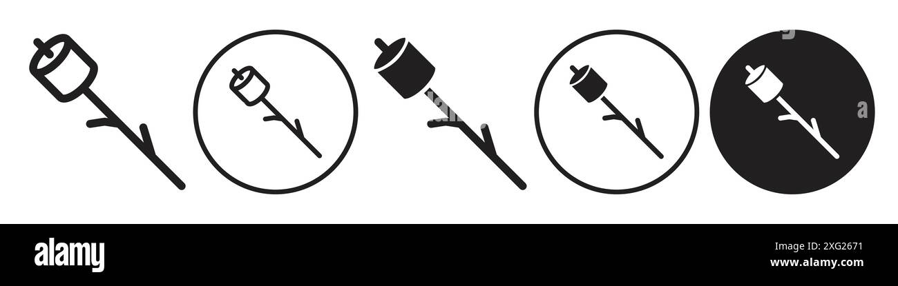 Marshmelow on stick icon vector set collection for web vector set collection for app ui Stock Vector