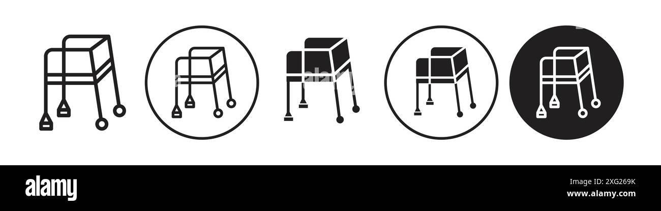 Medical walker icon vector set collection for web vector set collection for app ui Stock Vector