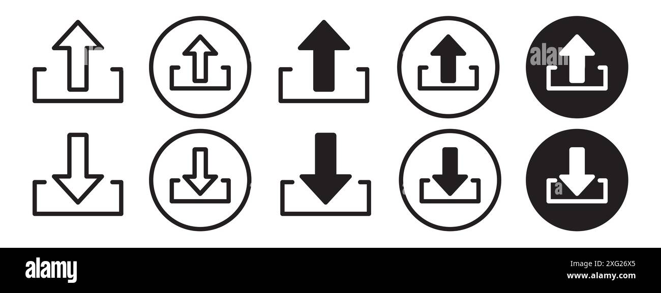 Upload Icon vector set collection for web vector set collection for app ui Stock Vector