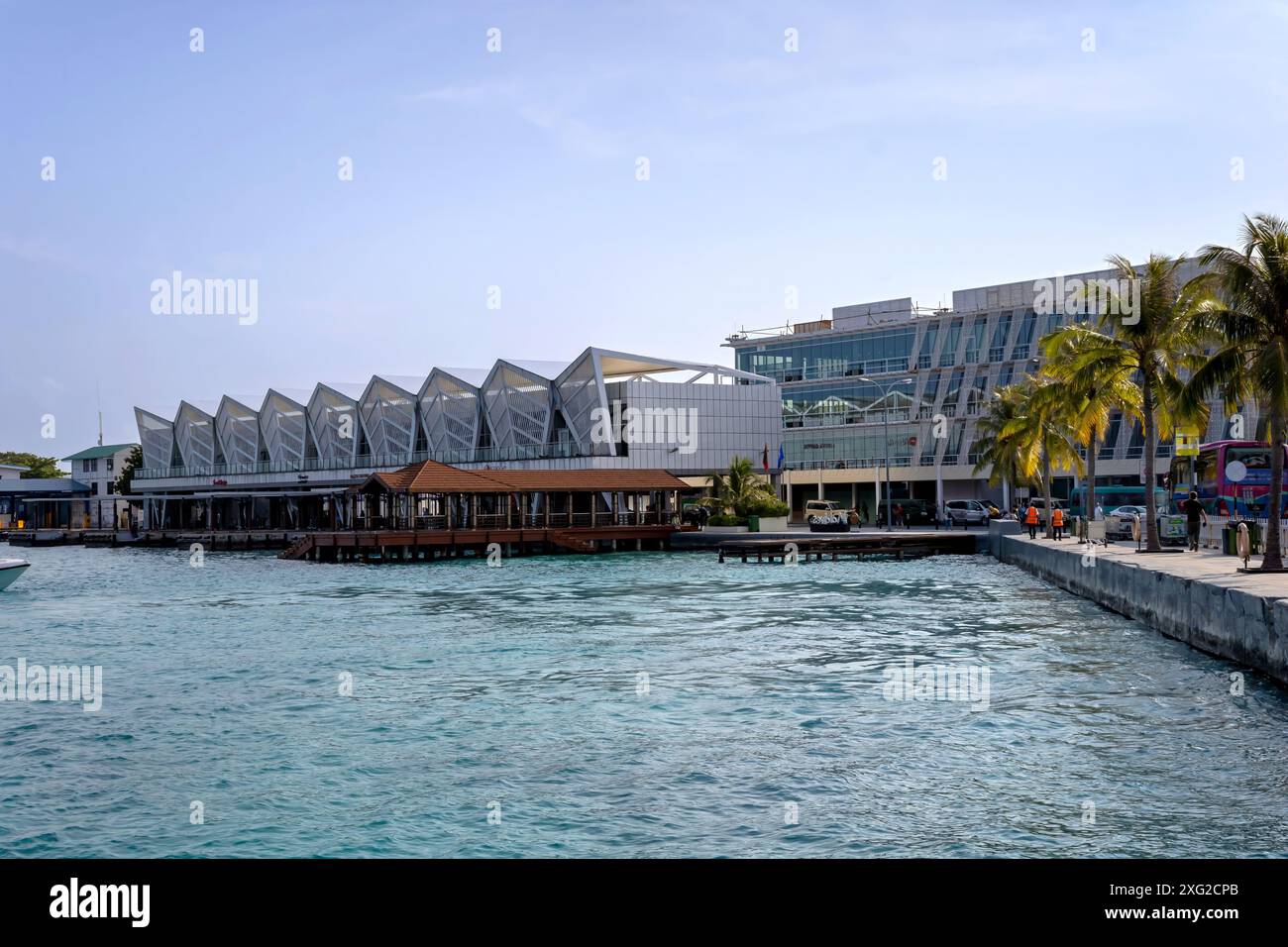 Malé, Maldives - April 14, 2023: The domestic terminal and ferry pier ...