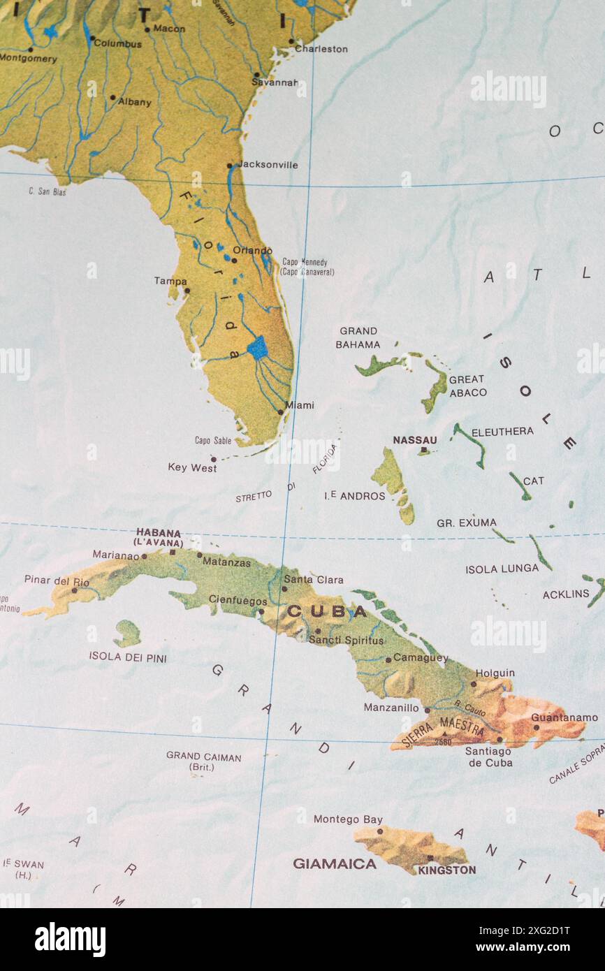 Map of Florida USA and Cuba Stock - Map Of Florida Usa And Cuba 2XG2D1T 