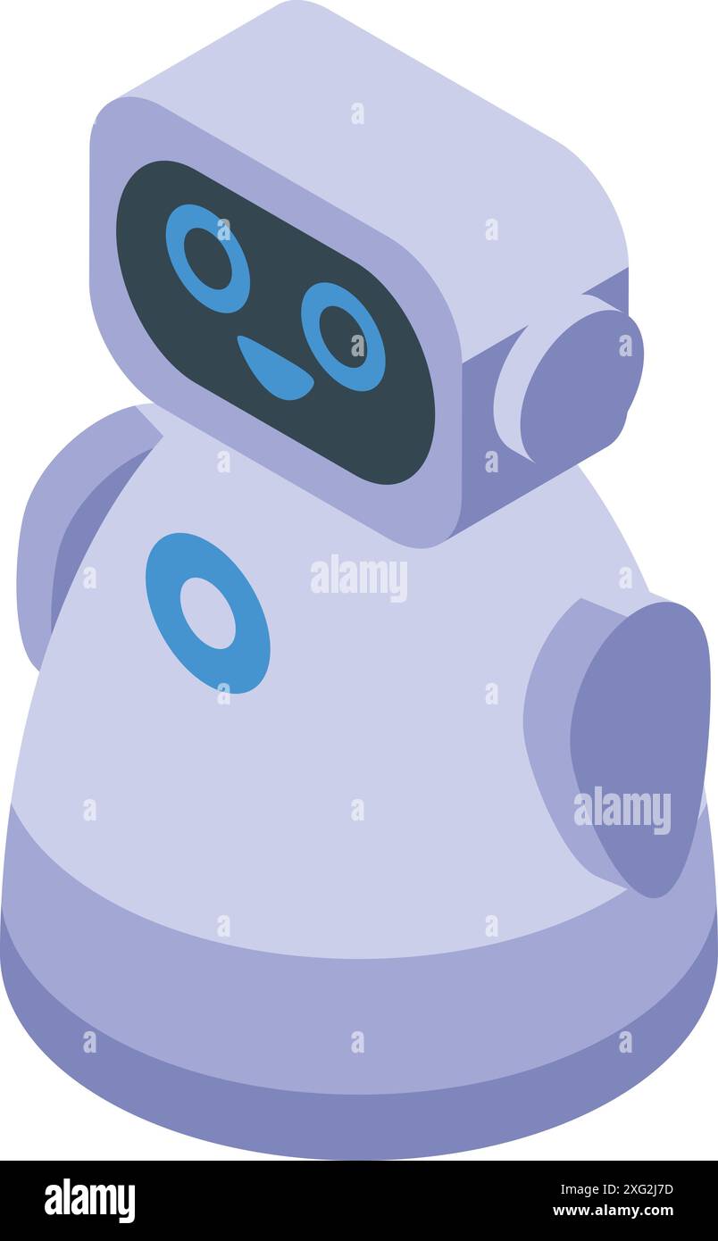 Isometric icon of a white chatbot smiling with digital face Stock ...
