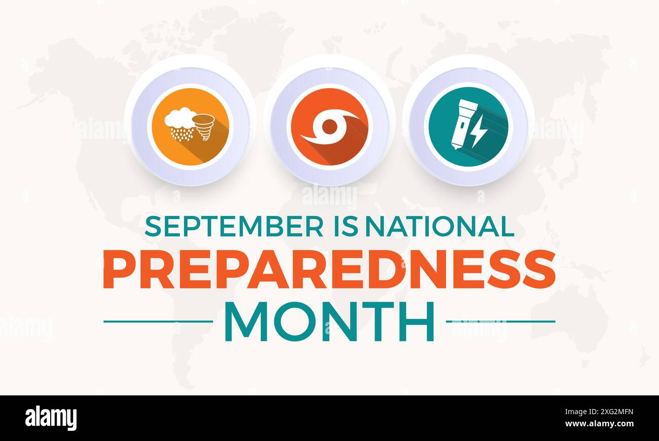 National Preparedness Month. Emergency concept Greeting card, poster