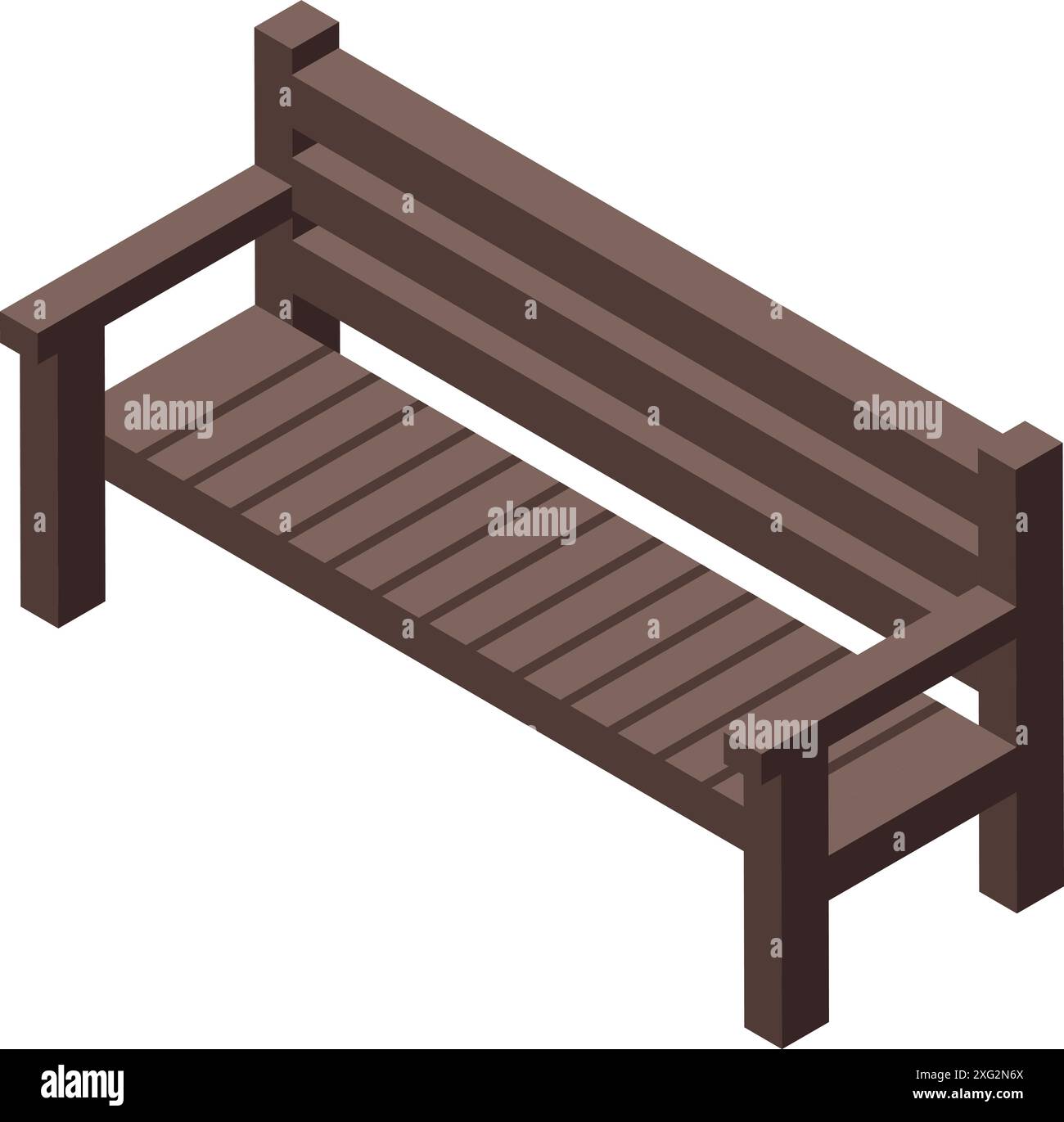 Empty wooden park bench providing a place to rest in a city park or outdoor space Stock Vector