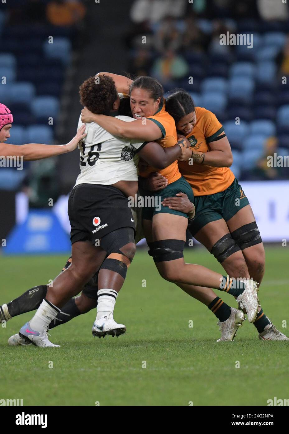 Sydney, Australia. 06th July, 2024. Siokapesi Palu (R) of Australia ...