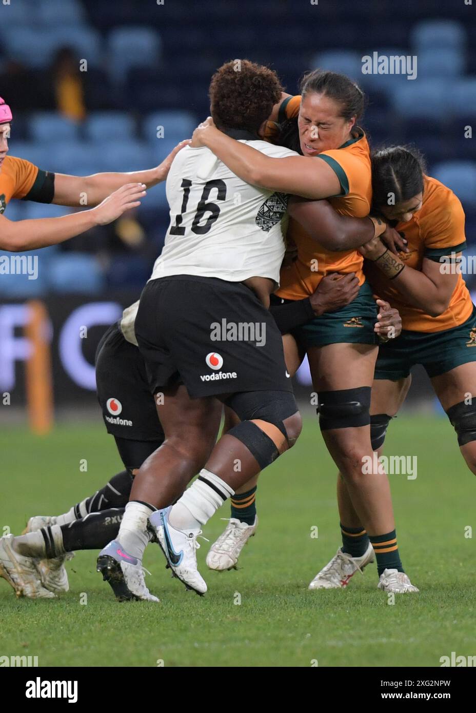 Sydney, Australia. 06th July, 2024. Siokapesi Palu (R) of Australia ...