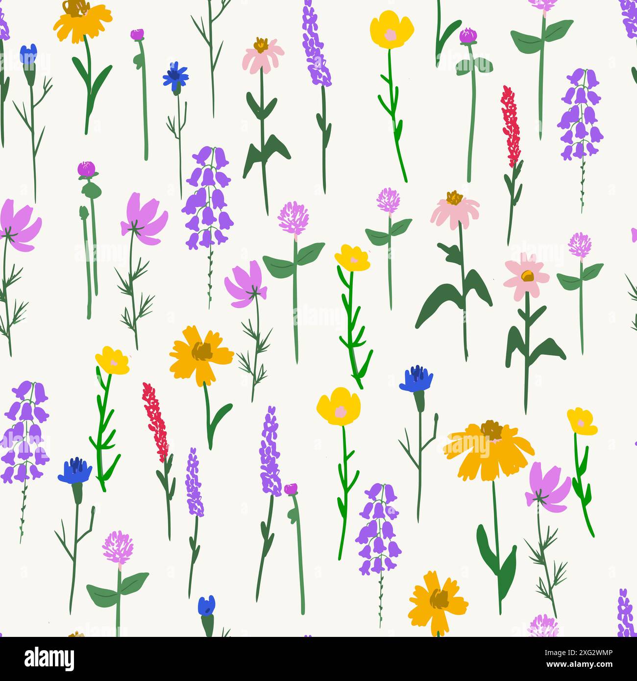 Seamless pattern with wild flowers. Stock Vector