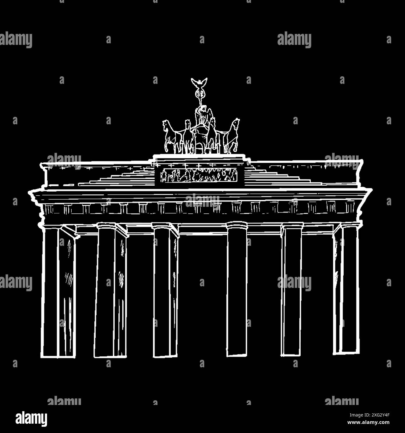 Brandenburger tor. Berlin symbol. Sketch, outline style Stock Vector ...