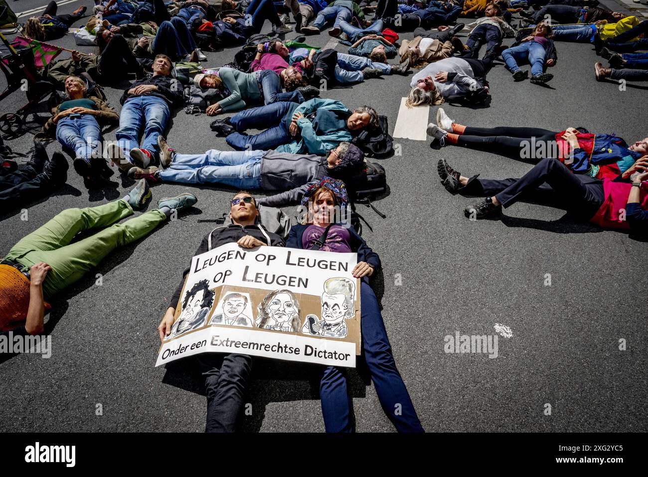 THE HAGUE - Protesters from Extinction Rebellion (XR) block the A12 ...