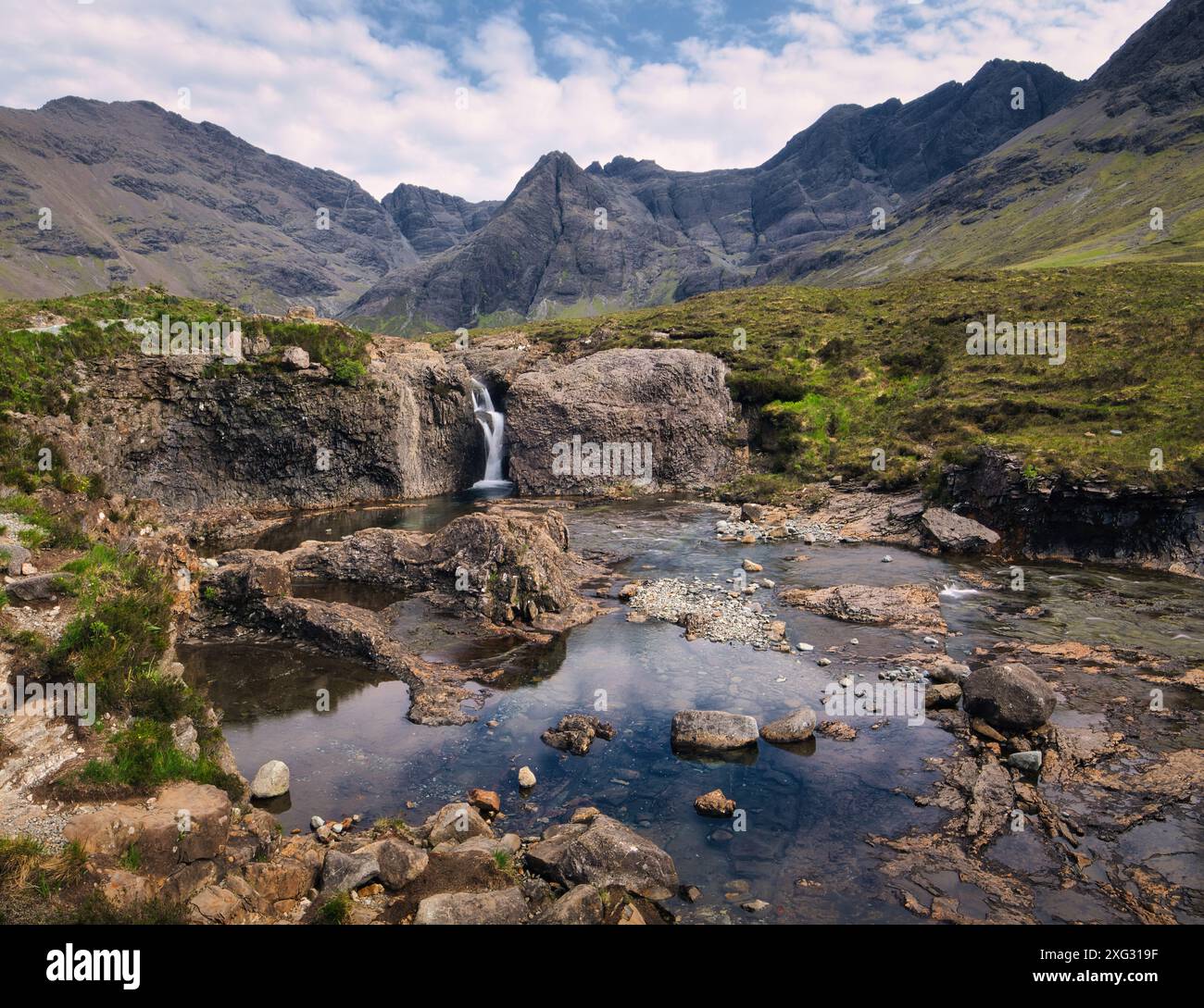 One of the lower pools created by the River Brittle as it cascades down ...