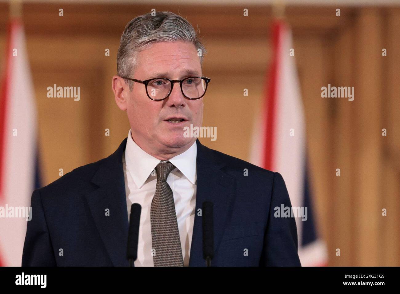 Prime Minister Sir Keir Starmer speaks during a press conference after ...