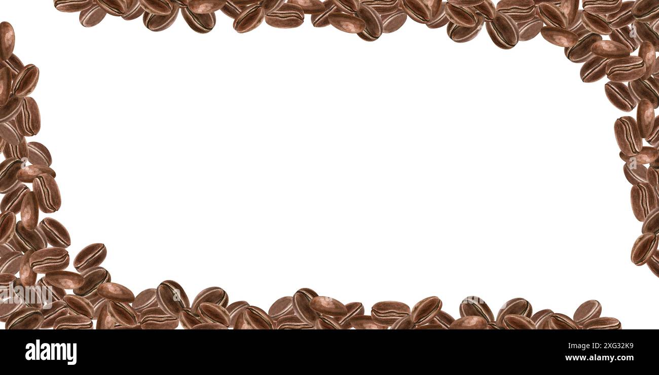 Dark roasted coffee beans. Dense arrangement of grains. Horizontal ...