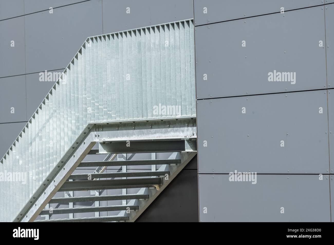 hot-dip galvanized external staircase on a modern building Stock Photo