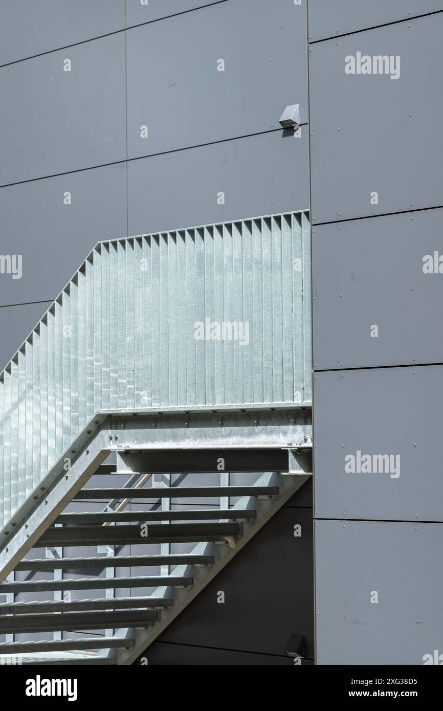 hot-dip galvanized external staircase on a modern building Stock Photo