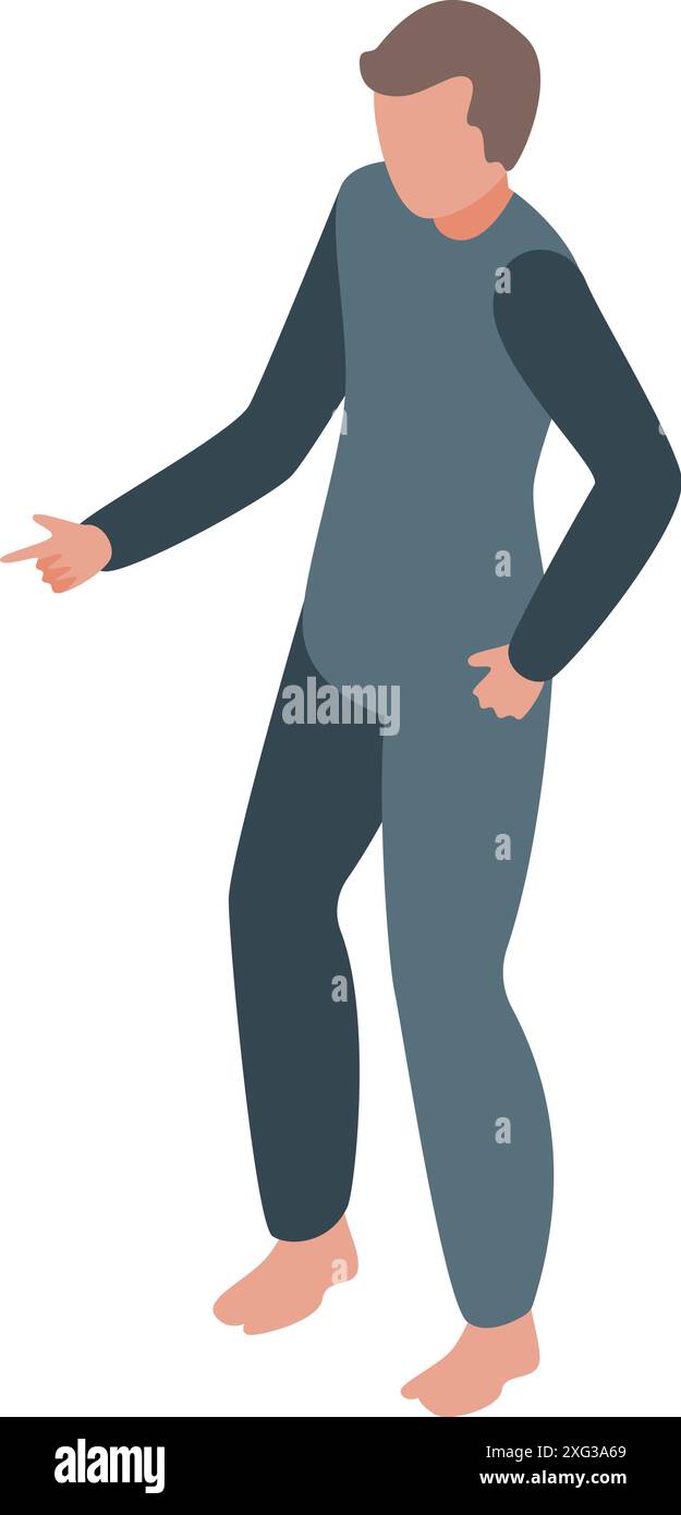 Sleepwalking man pointing with finger isometric icon Stock Vector Image ...