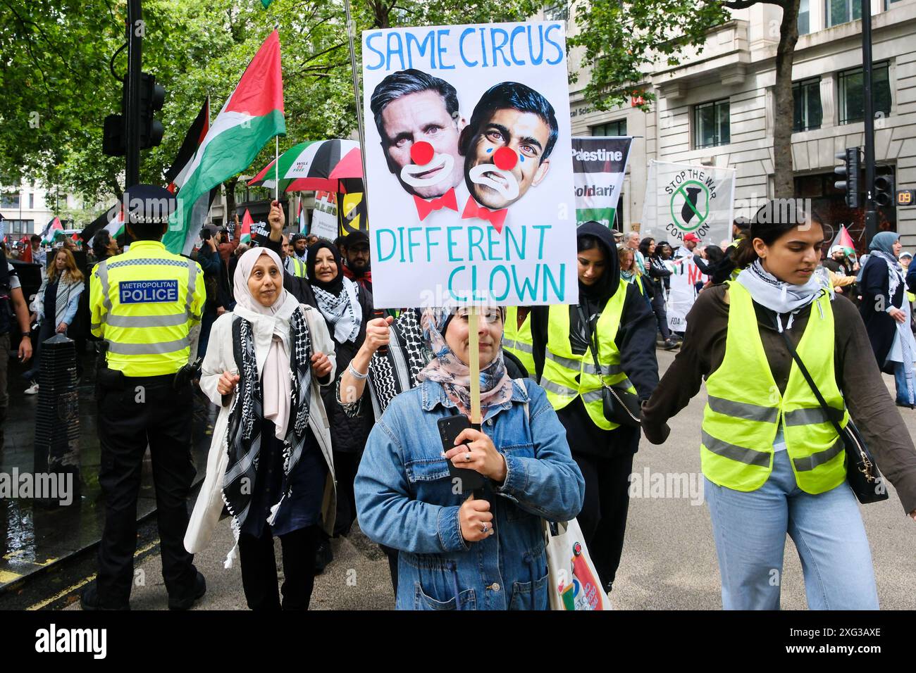 London, UK. 6th July 2024. Free Palestine march through central London