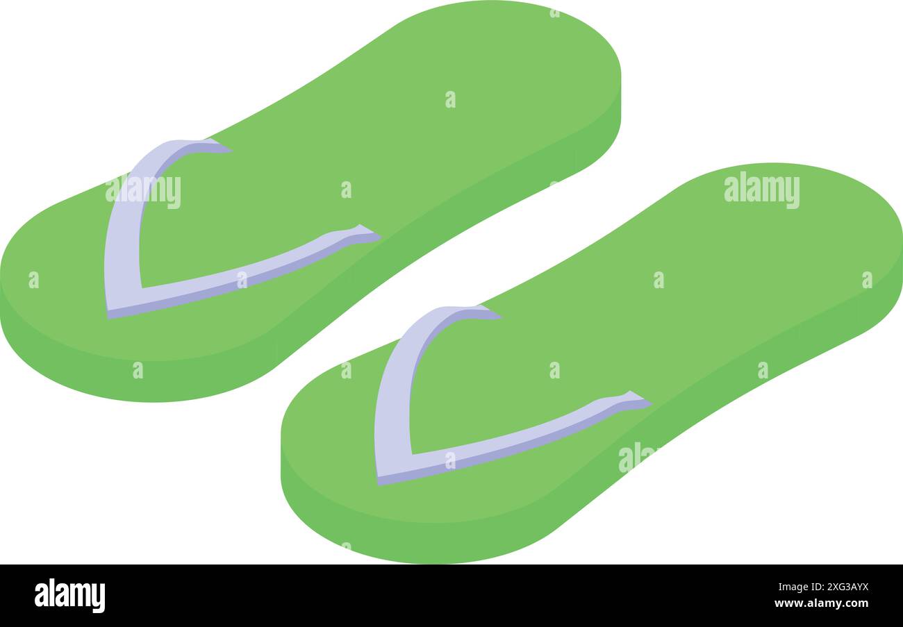 Pair of green flip flops is laying on a surface, waiting to be worn at ...