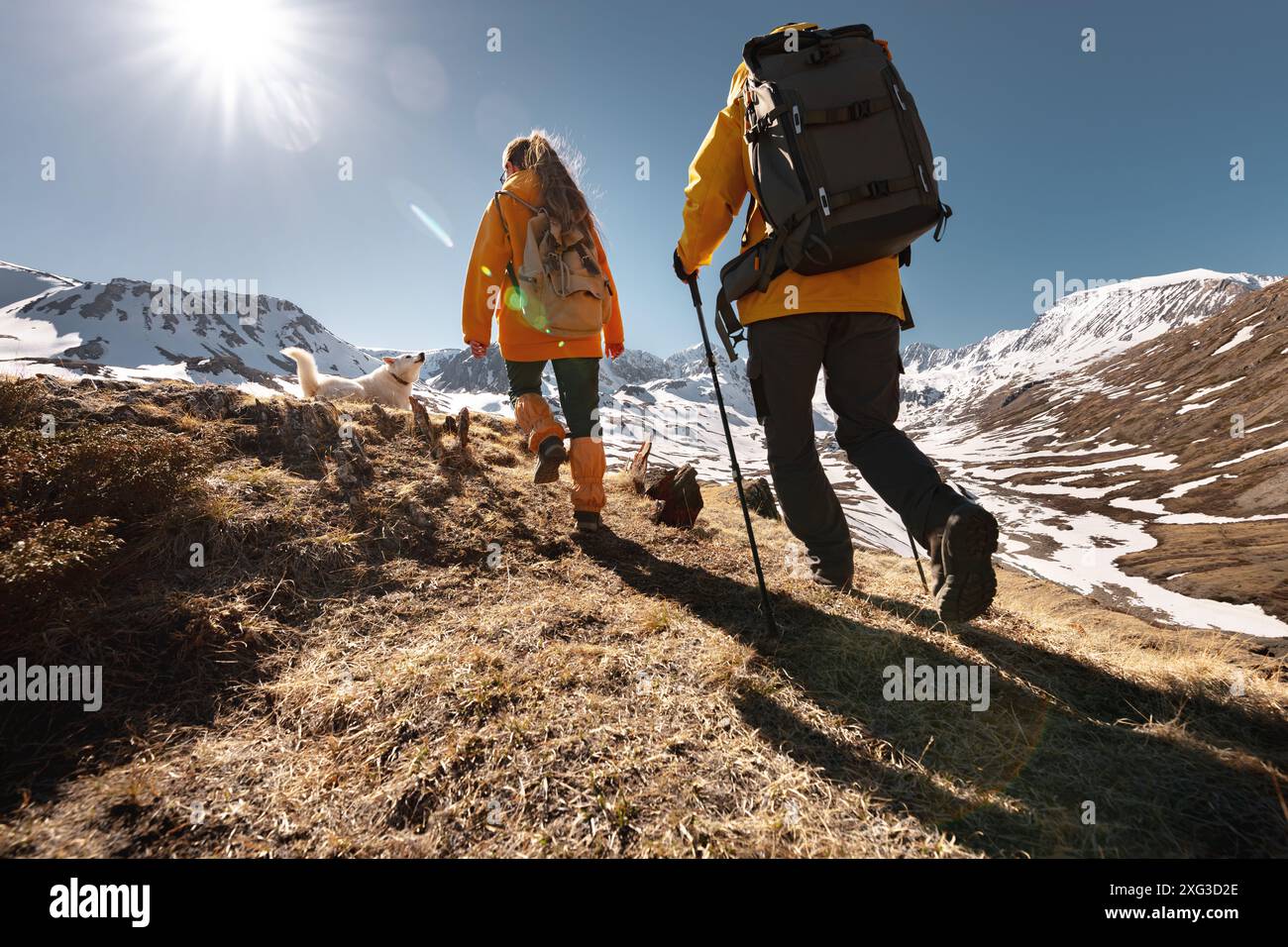 Two hikers walking poles explore hi-res stock photography and images ...