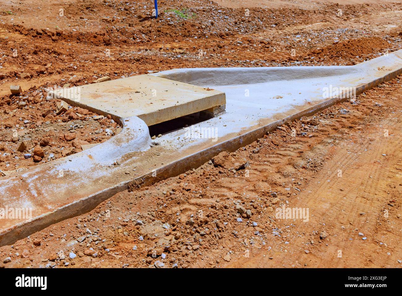 Concrete ditch trays used for storm water drainage were made as