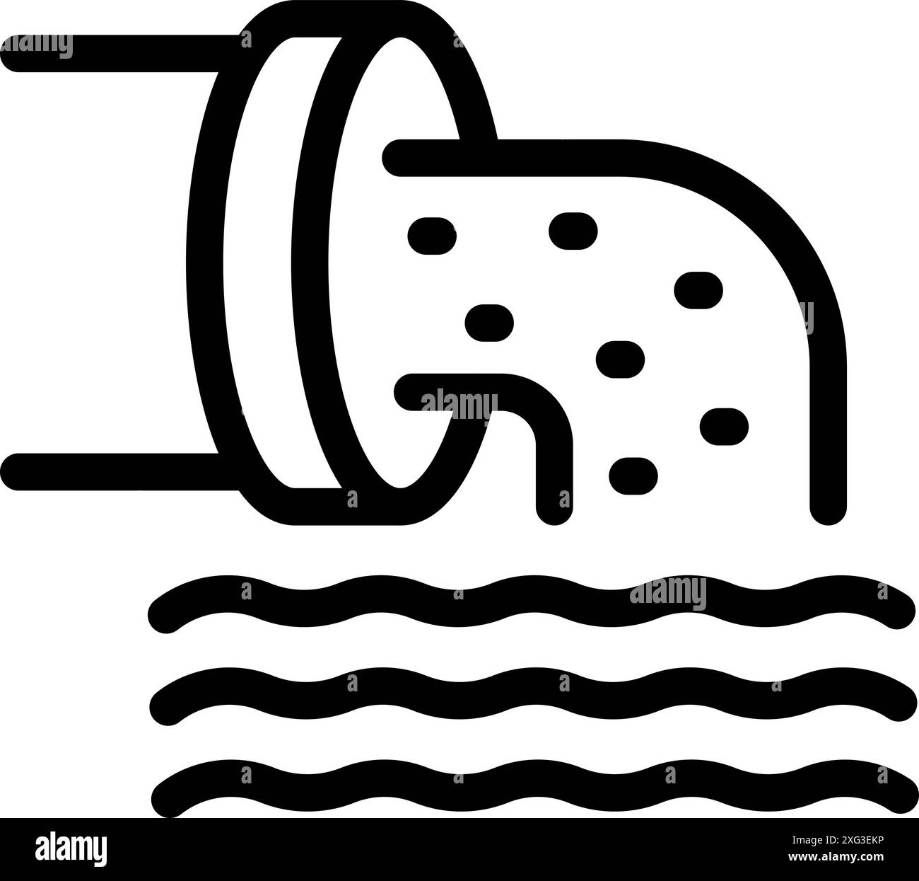 Industrial pipe pouring toxic waste into water, polluting the