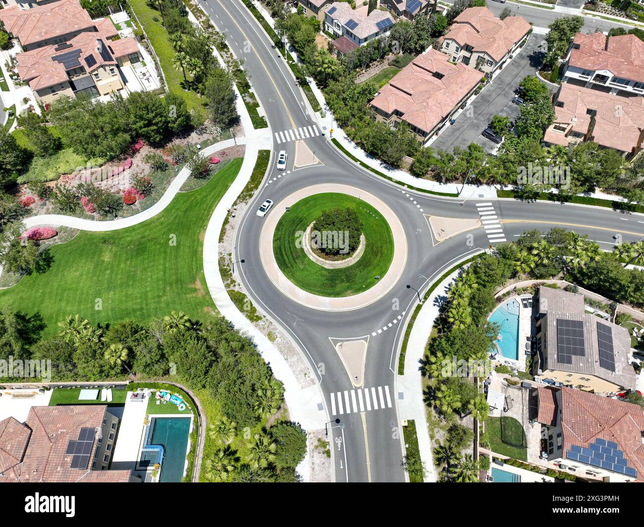 Aerial view of middle class community identical condominium houses ...