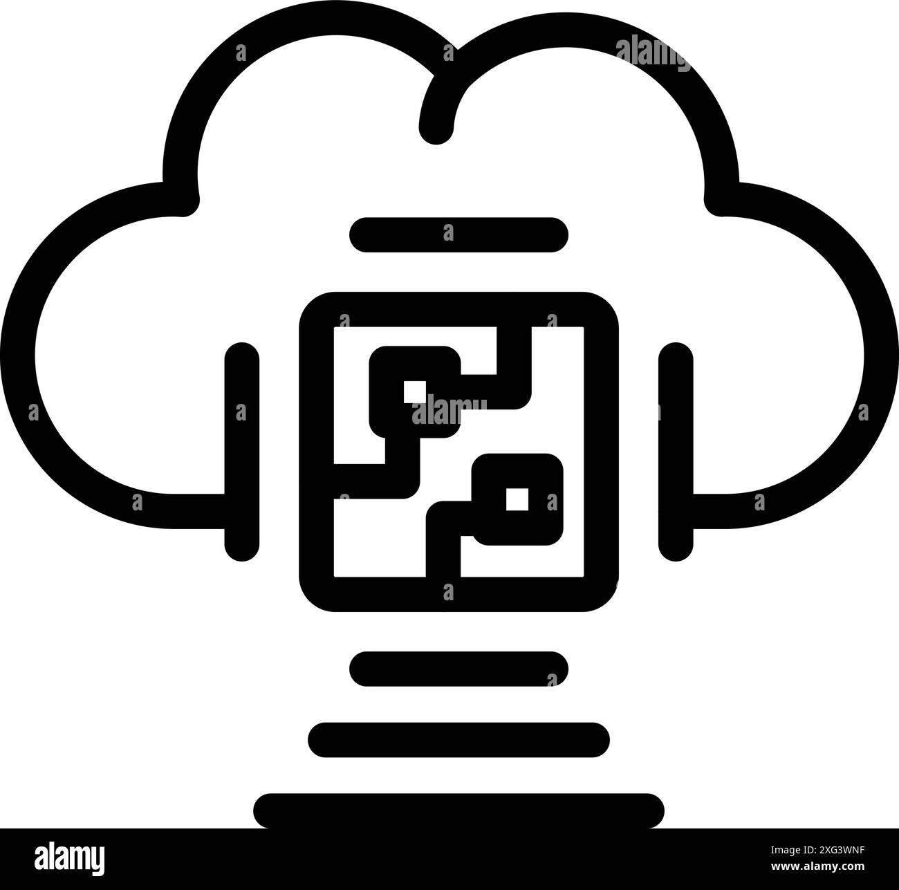 Microchip is transferring data to the cloud, representing the concept of cloud computing Stock Vector