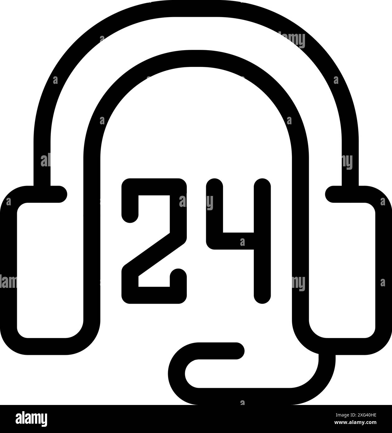 Headset showing 24 hours for 247 online support availability concept Stock Vector