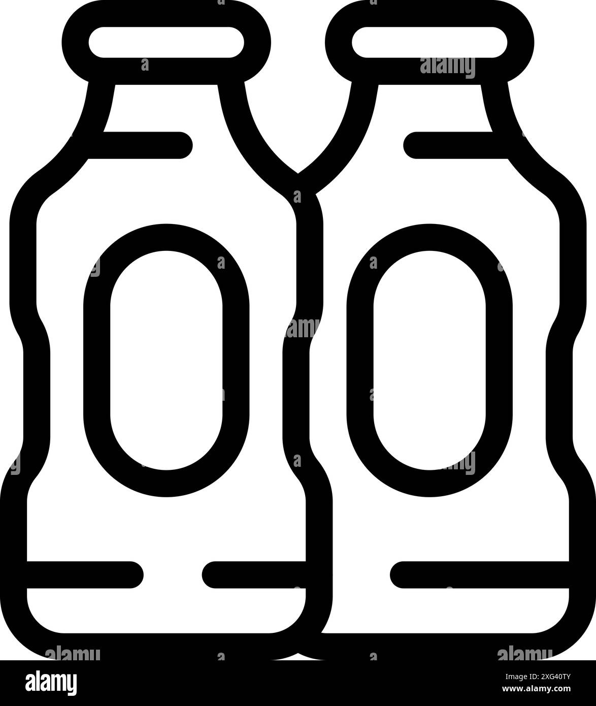 Two bottles standing side by side sharing a label design Stock Vector