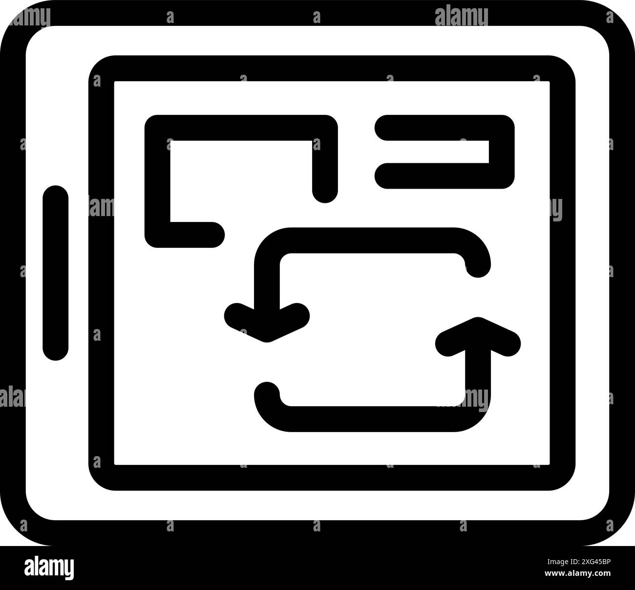 Data analysis concept with arrows going up and down, symbolizing data exchange on a tablet Stock Vector