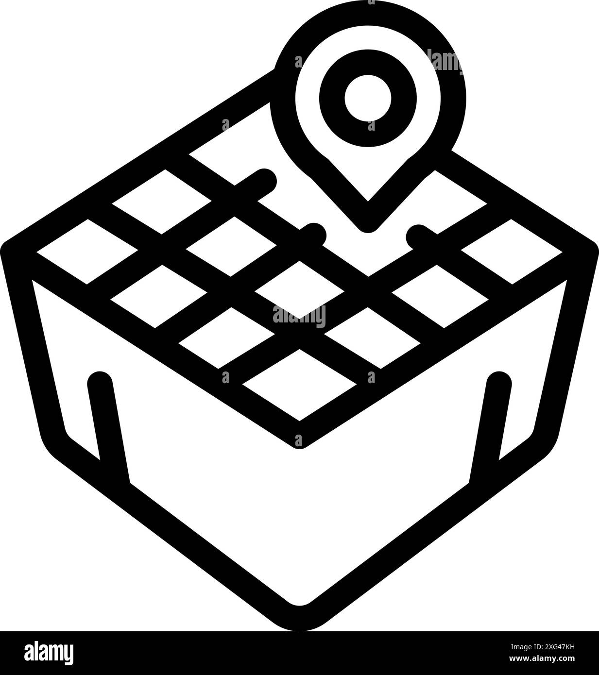 Simple black and white icon of a location pin marking a spot on an ...