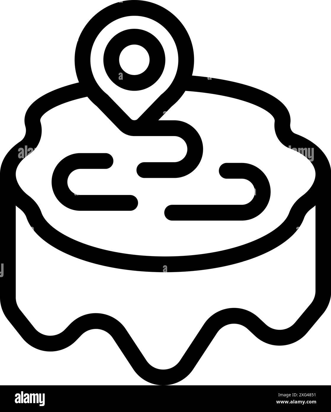 Line icon of a map with a path leading to a destination pin Stock ...