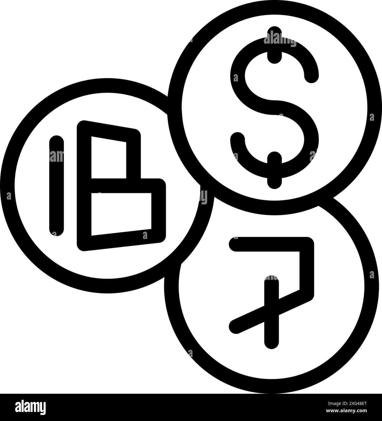 Currency exchange concept showing the relationship between the dollar, euro and ruble, ideal for finance and international business topics Stock Vector