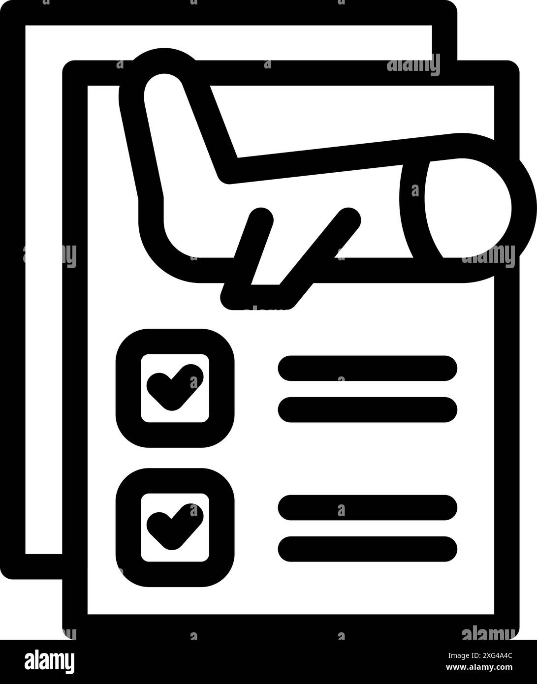 Simple icon of an airplane taking off from a checklist, representing ...