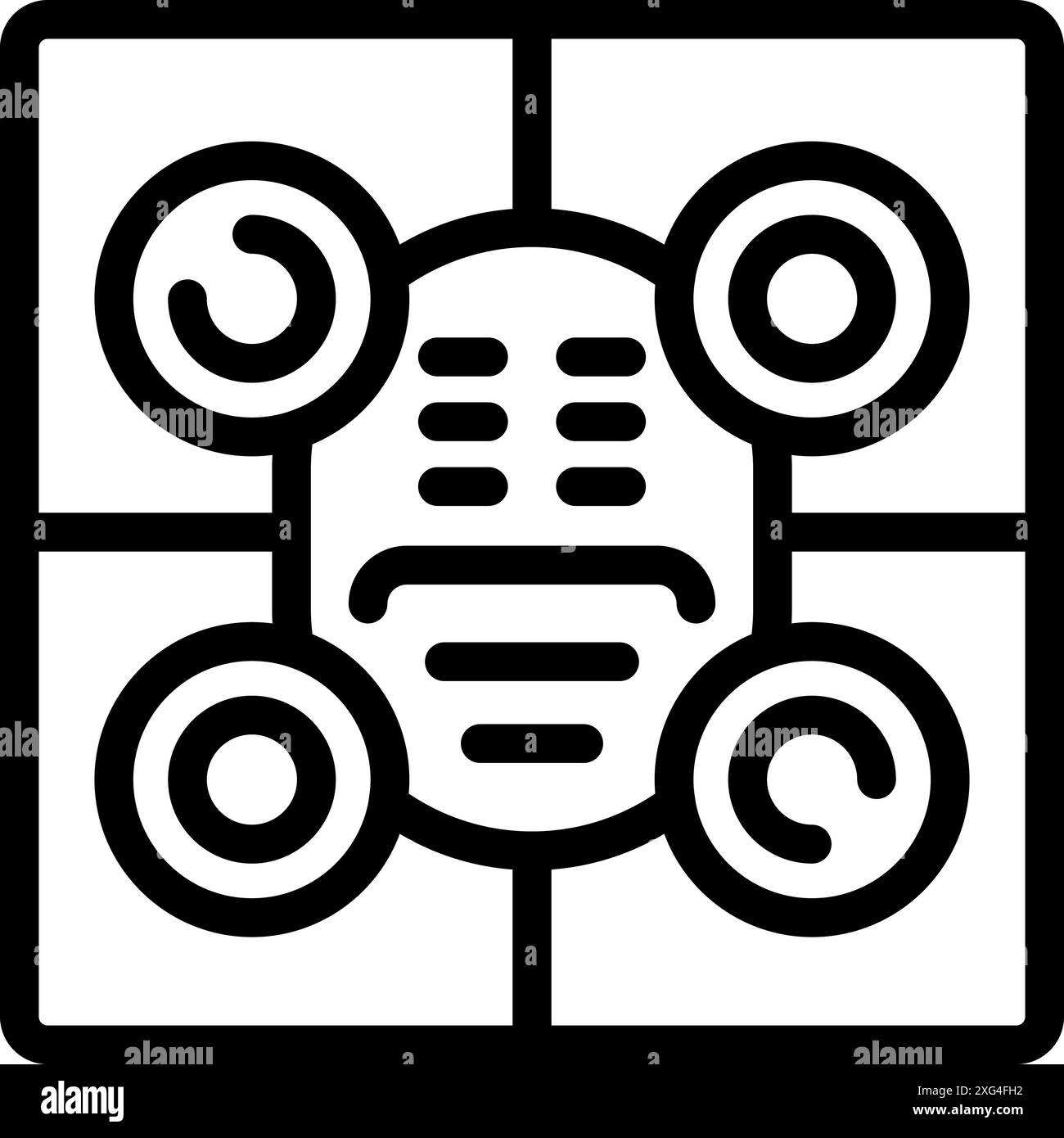 Map illustrating Stock Vector Images - Line Icon Of A Drone Flying Over A Cadastral Map Illustrating Land Surveying And Mapping Using Modern Technology 2XG4FH2 