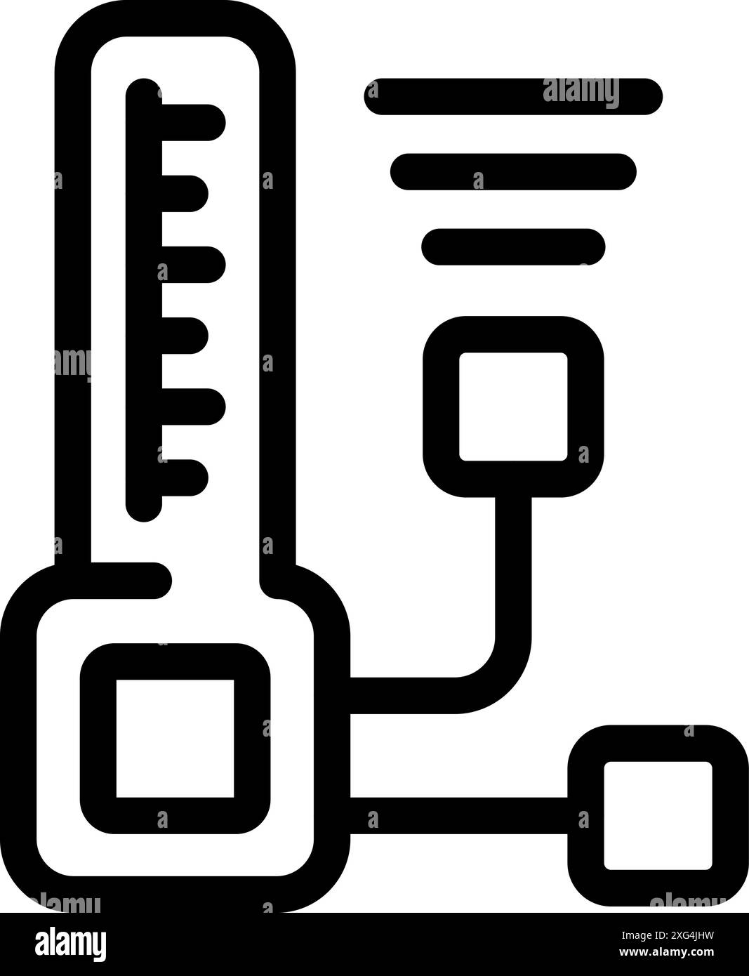 Simple icon of a digital medical thermometer displaying a rising ...