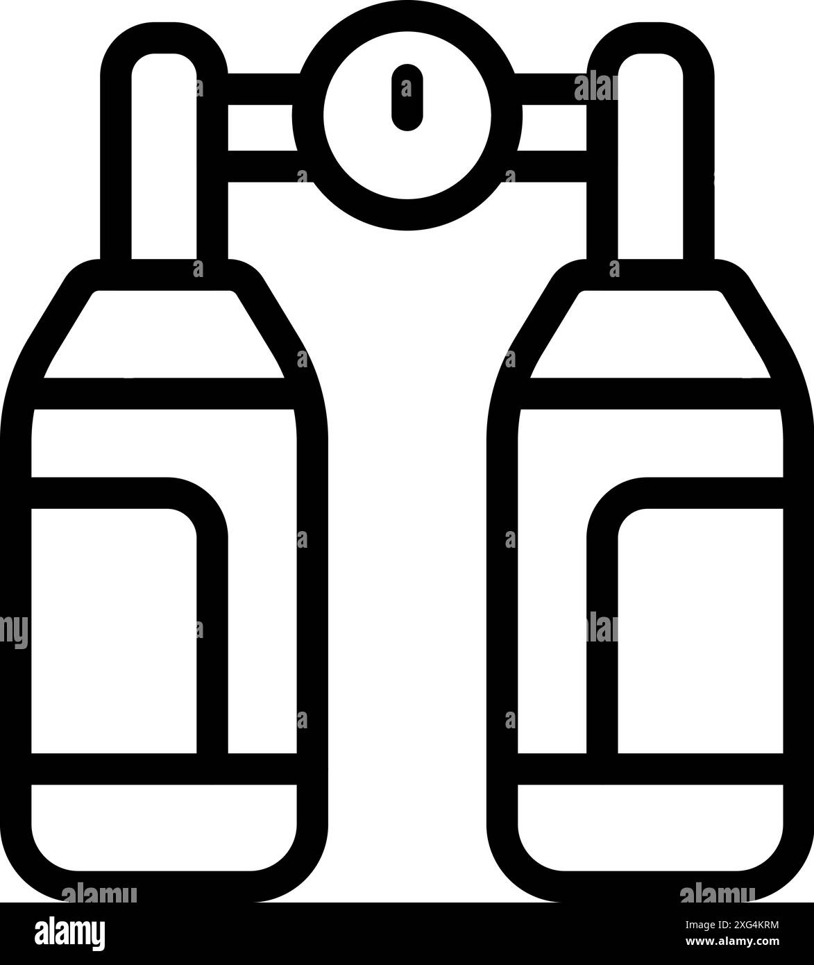 Black outline icon of an oxygen tank with pressure gauge showing low ...