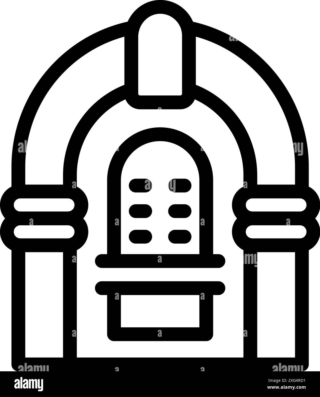 Line art icon of a classic jukebox playing music Stock Vector