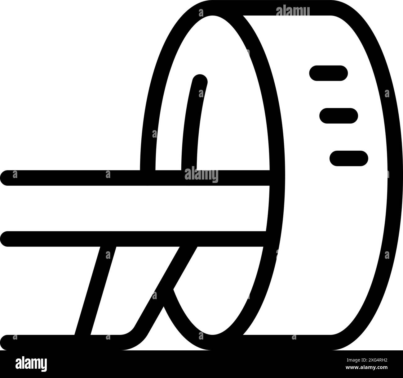 Line icon of a mri scanner, showing its powerful technology for medical ...
