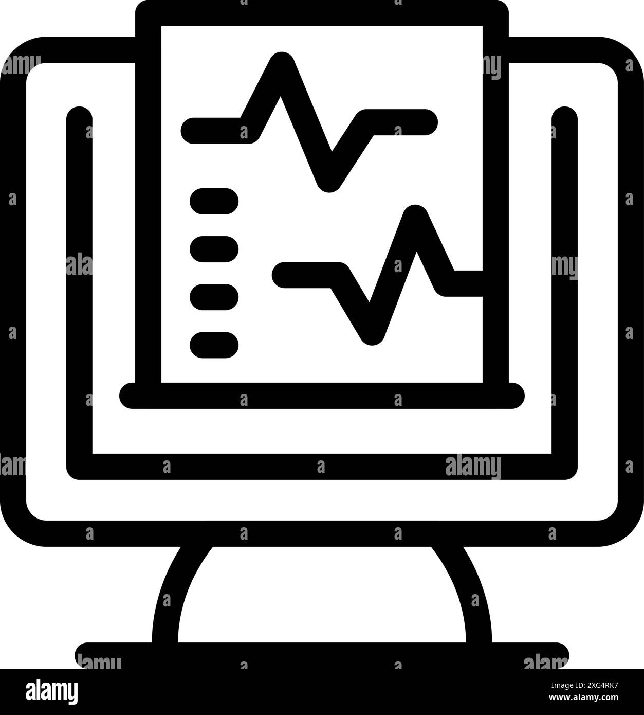 Computer is displaying a medical analysis with an ekg line, indicating ...