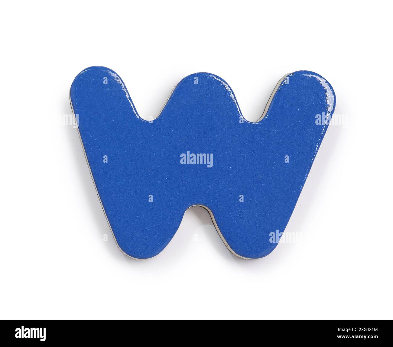Blue magnetic letter W isolated on white, top view. Alphabet Stock ...