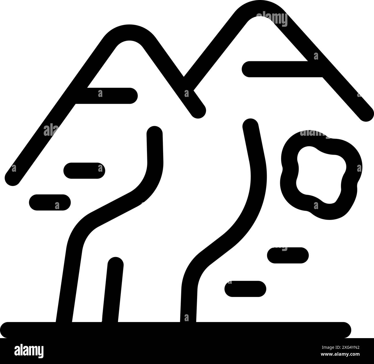 Winding mountain road leading to the top, minimalist black and white ...