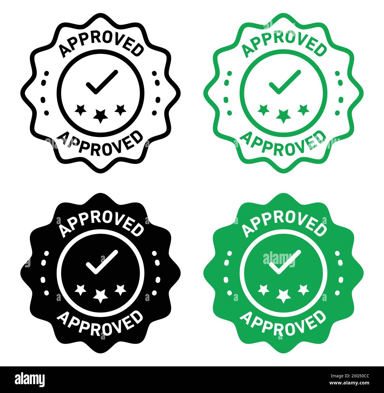 Approved stamp vector logo set collection for web app ui Stock Vector