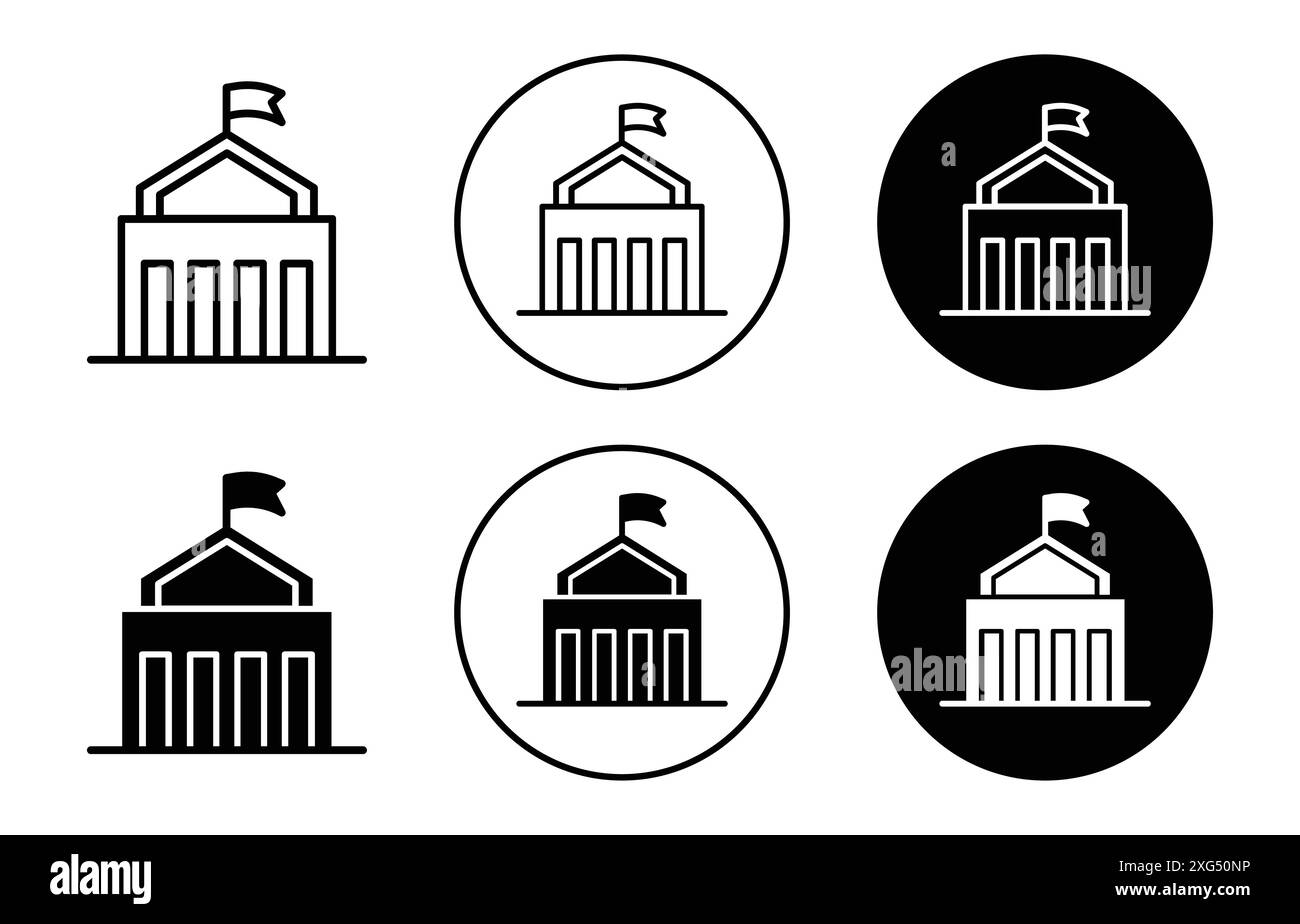 City hall building icon vector logo set collection for web app ui Stock ...