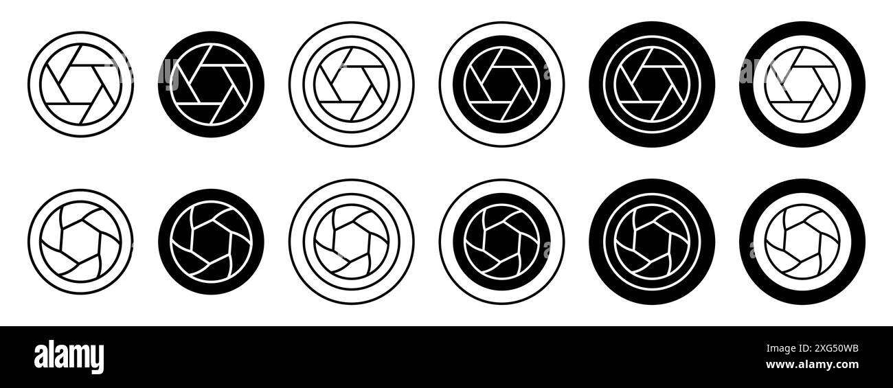 Camera Shutter icon vector logo set collection for web app ui Stock ...