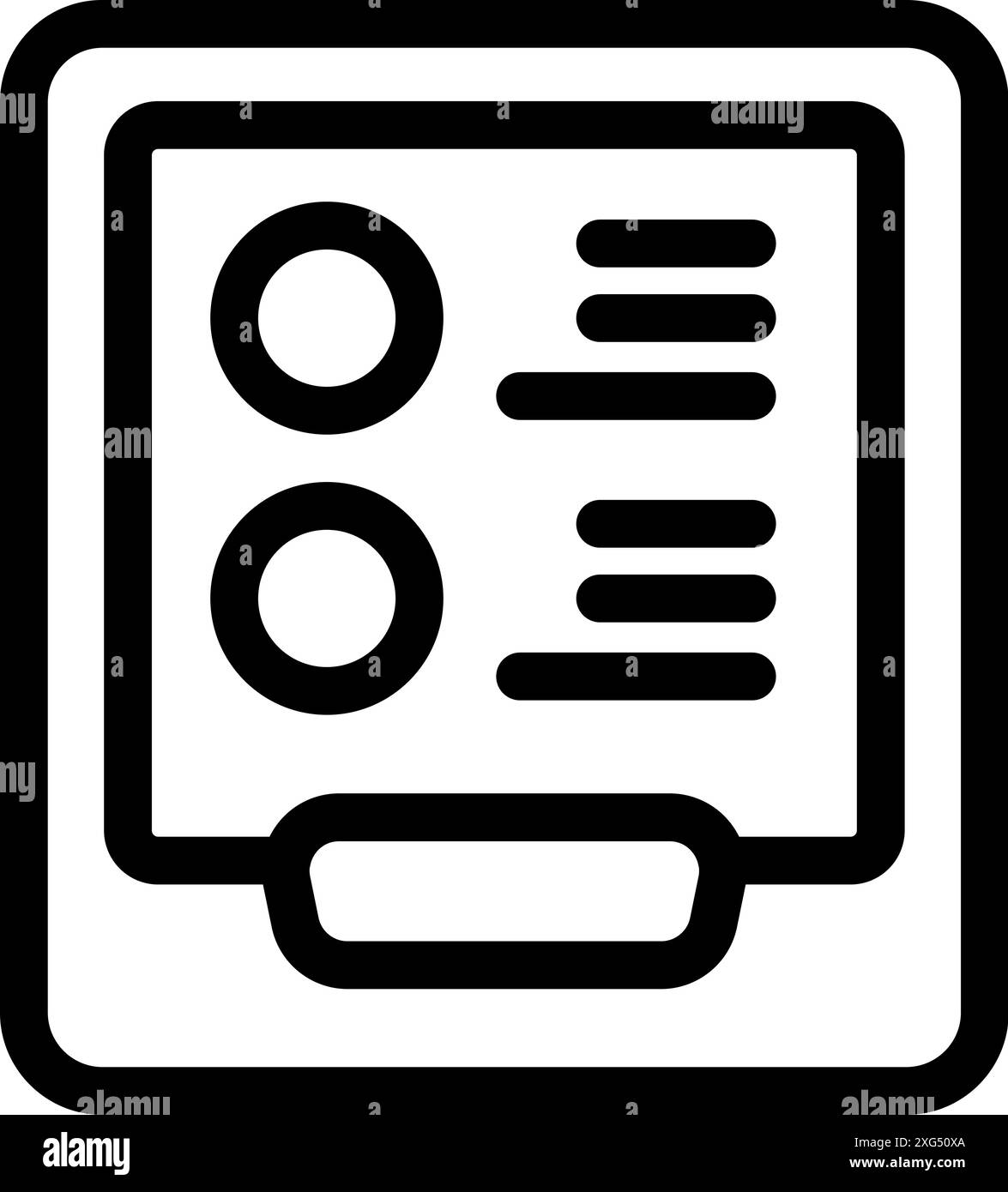 Simple, bold line icon of a digital tablet displaying survey results ...