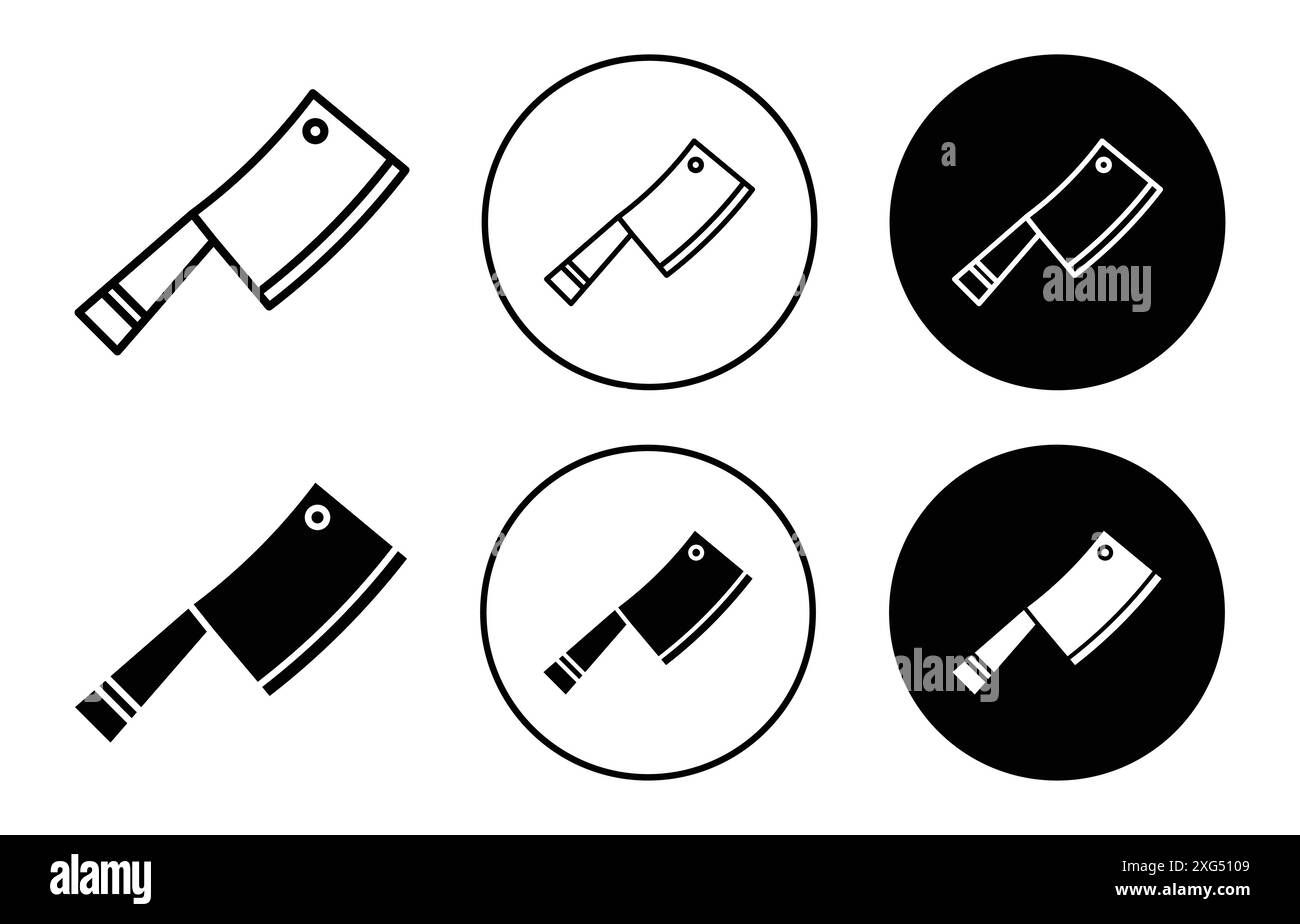 Cleaver hatchet icon vector logo set collection for web app ui Stock Vector