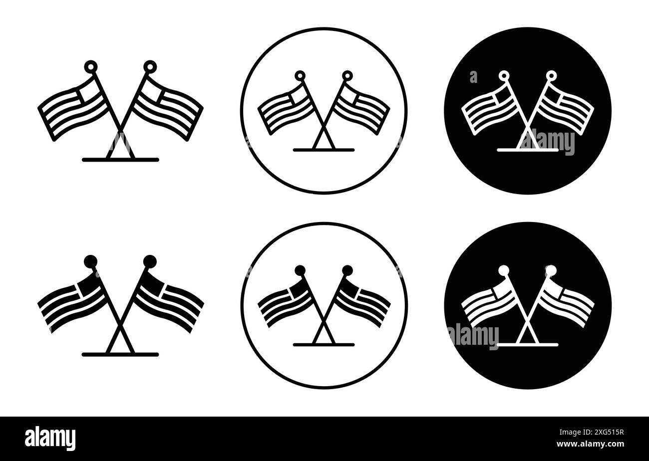 Crossed American Flags icon vector logo set collection for web app ui ...